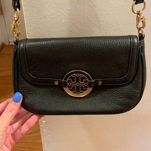 Tory Burch black and gold crossbody